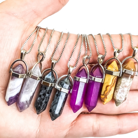 Italy 925 Sterling Silver Stamped Silver Gemstone Aura Cleansing Necklace 40cm - Picture 3 of 5